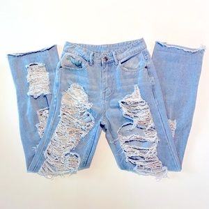 Women’s | SHEIN | Distressed Boyfriend Jeans | Light Wash | XS(2)